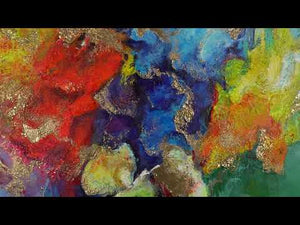 Cuadros abstractos "Ramo vibrante" con marco para salón