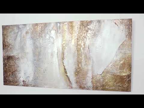 Abstraktes Acrylbild Struktur Wanddeko Gold Beige