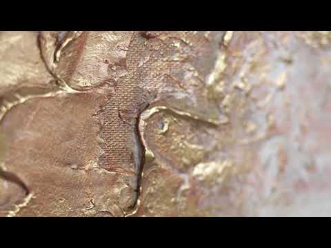 Strukturierte Acrylmalerei Engel Gold Beige Nahaufnahme