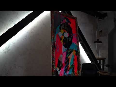 Acryl Strukturmalerei Portrait Relief bunt Farbe modern