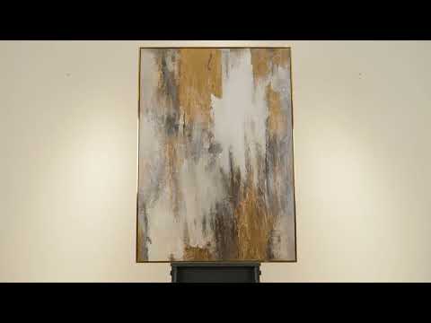 Abstraktes Gemälde mit Goldakzenten mit Rahmen Sanfter Zeitfluss