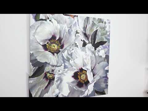 Handgemaltes Bild mit Pfingstrosen