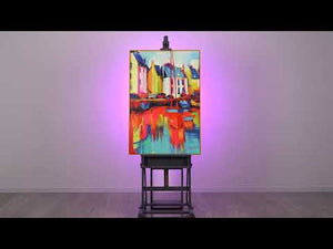 Modernes Acrylbild Abstrakt Wasser Häuser Reflexion