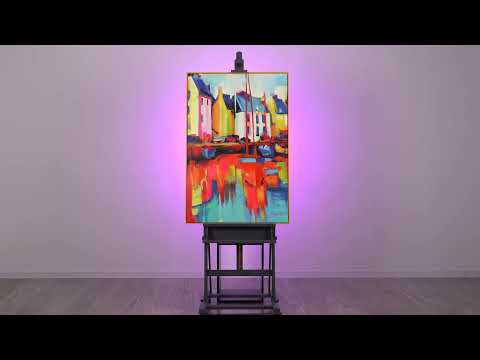 Modernes Acrylbild Abstrakt Wasser Häuser Reflexion