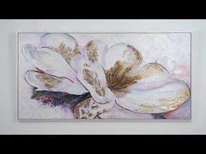Cuadro floral "Peonía dorada" – Pintura sobre lienzo para una decoración mural excepcional