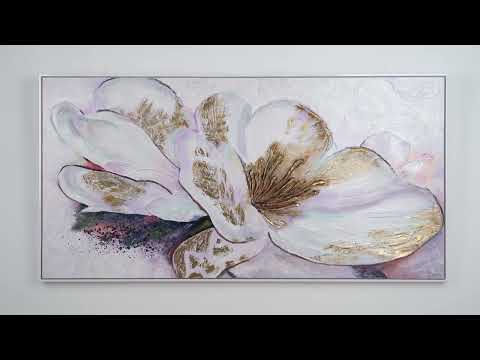 Cuadro floral "Peonía dorada" – Pintura sobre lienzo para una decoración mural excepcional
