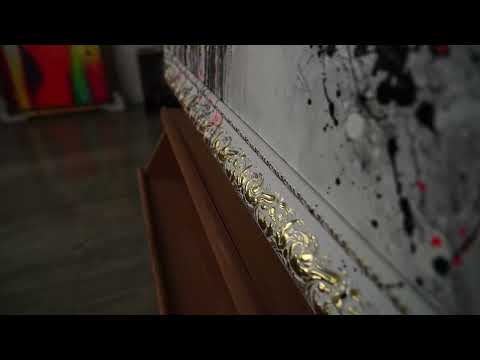 Video Handgemaltes Leinwandbild Schwarz Weiss