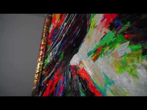 Acryl Strukturmalerei Gesicht Frau moderne Kunst Detail