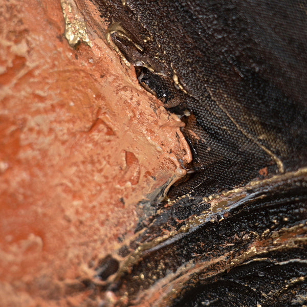 Reliefdetail Acrylmalerei gold schwarz Struktur