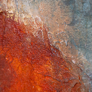 Reliefdetail Acrylmalerei orange blau Strukturkunst