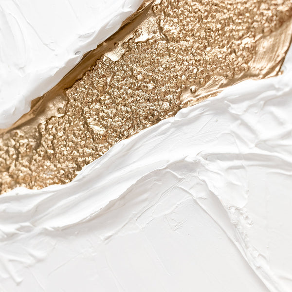 Strukturmalerei Gold Weiss Acrylkunst Nahaufnahme Textur