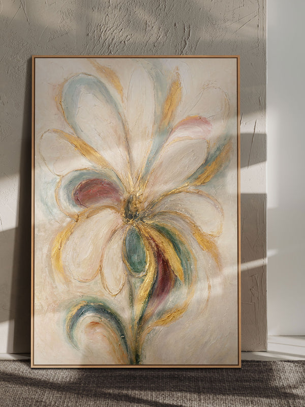 Wanddeko handgemalt beige gold grün