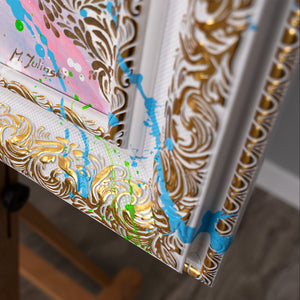 Pinselstriche Rosa Blau moderne Acrylkunst Detail