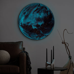 Pintura acrílica redonda luminosa "Venus" – arte abstracto